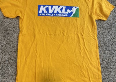 Yellow t-shirt with KVKL logo
