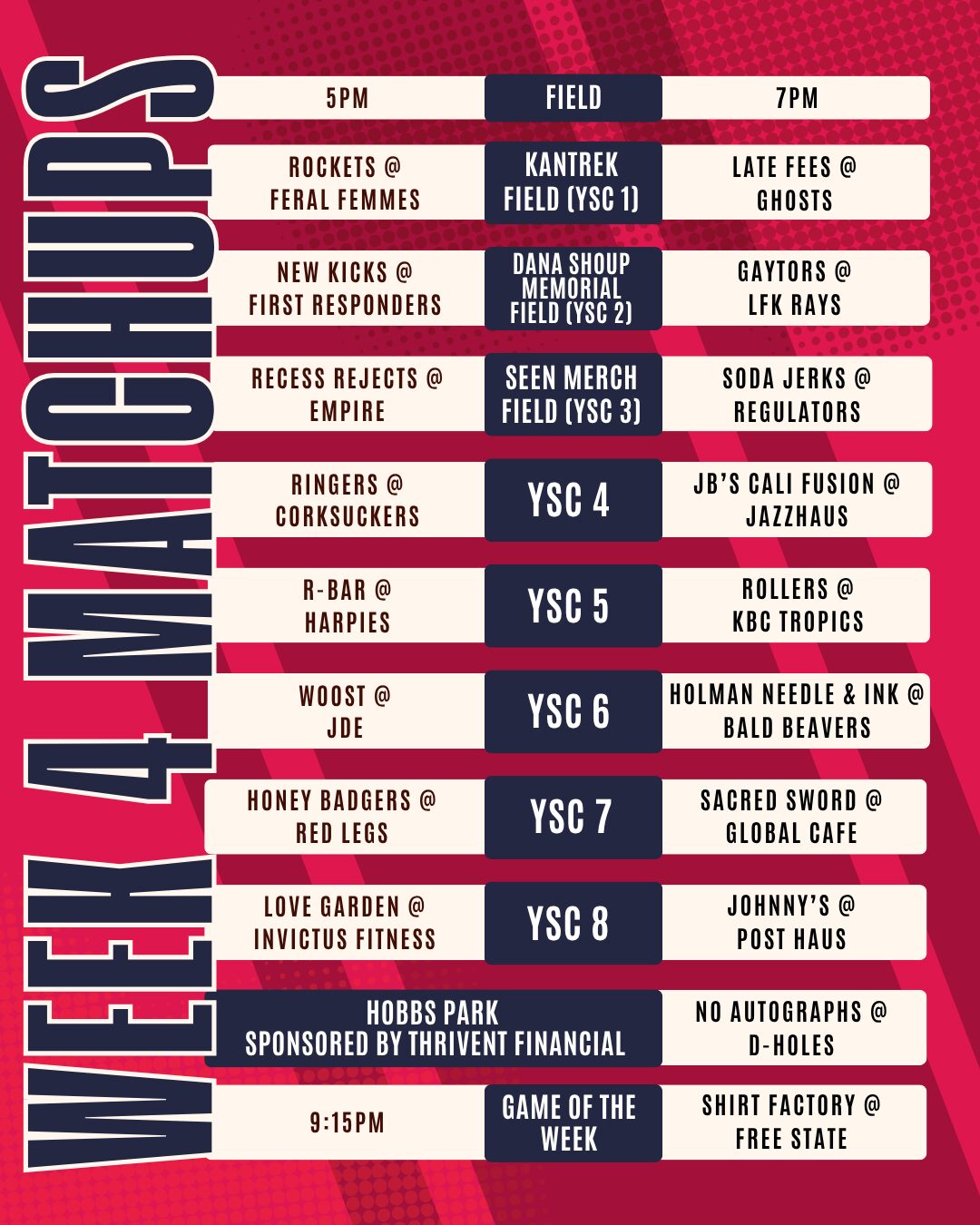 Week 4 Matchups